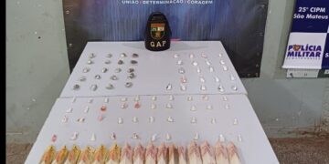 Polícia Militar prende suspeitos por tráfico e apreende 80 porções de drogas escondidas em terreno baldio