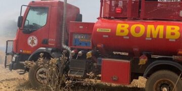 Corpo de Bombeiros Militar combate incêndio em vegetação em fazenda