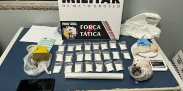 Polícia Militar conduz duas pessoas em flagrante por tráfico de drogas em Sinop
