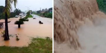 Ruas e avenidas de cidade de MT "viram rio" após forte chuva