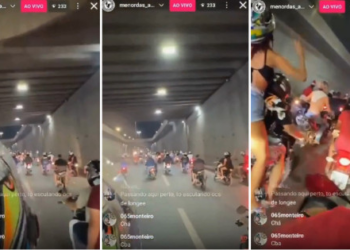 Motoqueiros faziam live da arruaça quando a "casa caiu" ao vivo