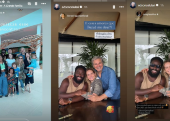 Edson Celulari reencontra amigos famosos em shopping, no Rio: ‘Reuniu as famílias’