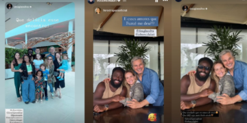 Edson Celulari reencontra amigos famosos em shopping, no Rio: ‘Reuniu as famílias’