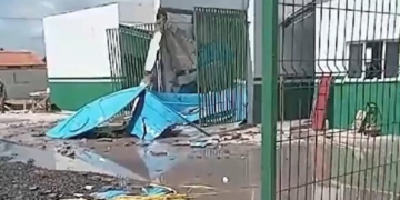 Caixa d'água de escola em Cuiabá despenca no dia de inauguração