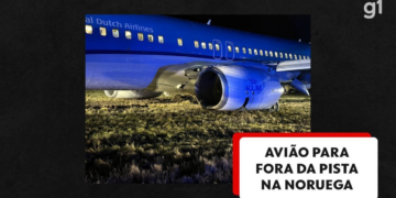 VÍDEO: Avião da KLM faz pouso de emergência, sai da pista e vai parar na grama, na Noruega