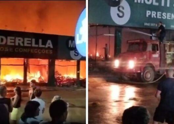 Lojas foram incendiadas em represália a comerciantes se recusaram a pagar “taxa” para facção