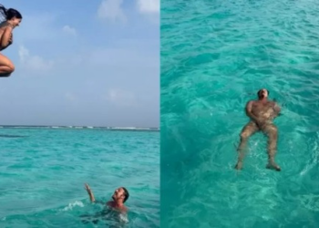 Fábio Porchat e namorada tomam banho nus