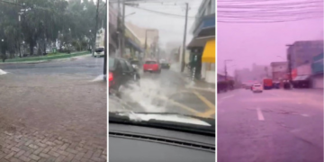 VÍDEOS – Temporal deixa Centro de Cuiabá alagado na tarde deste sábado