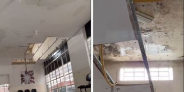 Teto de unidade de saúde em Cuiabá desaba