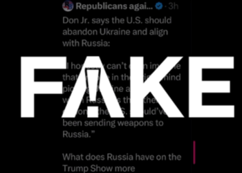 É #FAKE que filho de Trump tenha dito que os EUA deveriam mandar armas para a Rússia