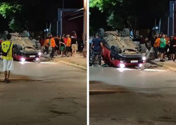 VÍDEO: Renegade capota no centro de Chapada e deixa dois feridos