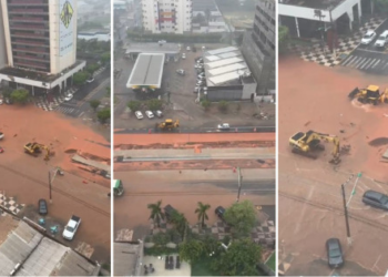 Temporal transforma Avenida do CPA em "mar de lama"