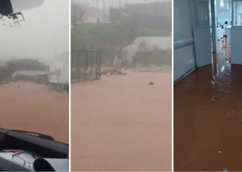 Chuva derruba muro da UPA do Leblon e alaga unidade; veja vídeos