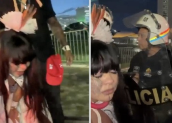 Deputada vestida de indígena toma spray de pimenta na cara durante invasão no Congresso