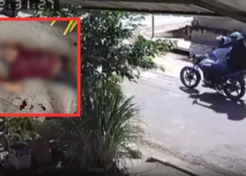 Câmera registra bandidos em moto chegando em bar para matar homem