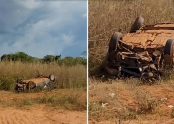 Carro capota e dois homens morrem em rodovia