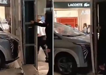 Criança bate carro de luxo em exposição dentro de shopping em SP