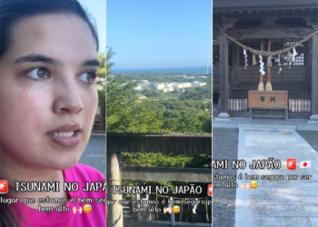 Brasileira no Japão subiu em templo religioso para se proteger durante alerta de tsunami