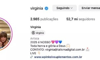 Virginia tira o nome de casada do seu perfil do Instagram