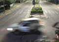 Câmeras registram motociclista sendo arremessado em acidente de trânsito