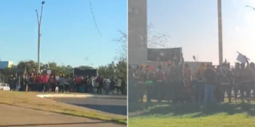 Indígenas protestam em frente ao Leila Malouf contra audiência pública sobre demarcação de terras