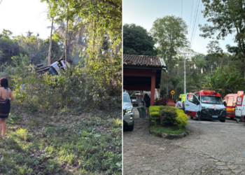 VEJA VÍDEOS – Micro-ônibus com 38 passageiros tomba na BR-364