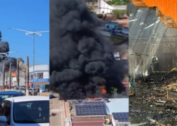 Vídeo mostra incêndio que destruiu supermercado em MT; veja