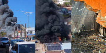 Vídeo mostra incêndio que destruiu supermercado em MT; veja