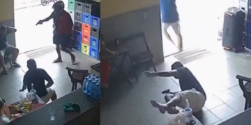 Policial reage e mata assaltante em bar; veja vídeo