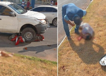 Caminhonete fura a preferencial, acerta Biz e arremessa motociclista
