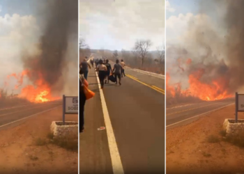 Ônibus com funcionários de resort no Manso é evacuado após incêndio se aproximar de rodovia; veja vídeo