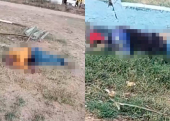 Bandidos em moto atiram e matam padrasto e enteado em Cuiabá; veja vídeo