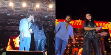 Ana Castela sobe ao palco em show de Zé Felipe e troca carinhos