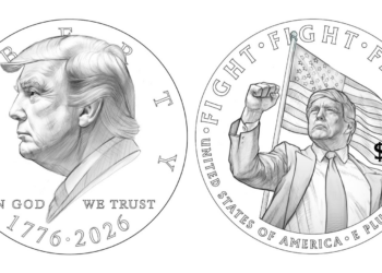 EUA divulgam rascunho de moeda de US$ 1 com o rosto de Trump para marcar 250 anos da independência