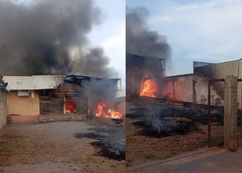 Almoxarifado de secretaria é atingida por fogo em Várzea Grande; vídeo