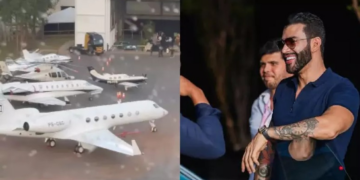 Confira o 'estacionamento' de aeronaves em mansão de Gusttavo Lima