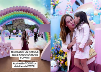 Maíra Cardi fecha parque de diversão para festa de Sophia
