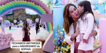 Maíra Cardi fecha parque de diversão para festa de Sophia