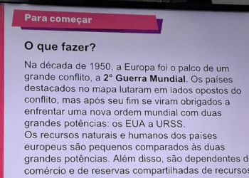 Material didático do governo Tarcísio diz que Segunda Guerra ocorreu na década de 1950