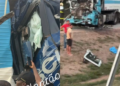Cabine de carreta foi esmagada em engavetamento que matou caminhoneiro