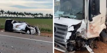 Motorista morre em acidente entre Strada e caminhão na BR-163 em Sorriso