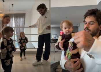 Zé Felipe reencontra os filhos após viagem deles com Virginia