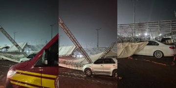 Veja imagens da arquibancada que caiu no autódromo de Cuiabá