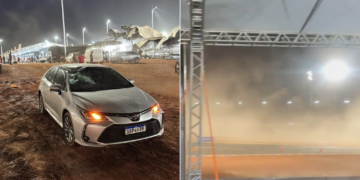 Vendaval derruba arquibancada e danifica carro em treino da Stock Car em Cuiabá