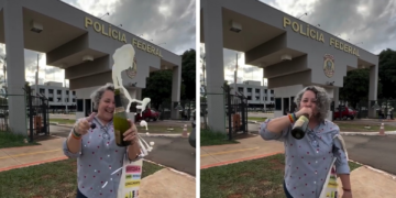 Professora da Unemat estoura champanhe na porta PF onde Bolsonaro está preso