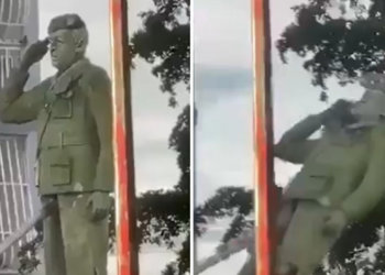 É #FAKE que vídeo de venezuelanos derrubando estátua de Hugo Chávez foi gravado após captura de Maduro; cena ocorreu em 2024