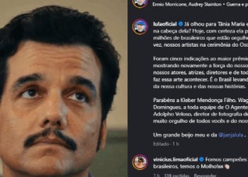 Após Oscar, Lula diz que 'brasileiros estão orgulhosos do nosso cinema'