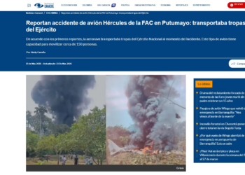 Avião militar cai na Colômbia; mais de 100 soldados estavam a bordo, diz imprensa