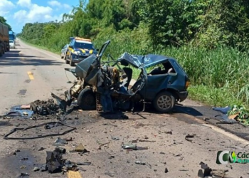 Motorista de Uno fica inconsciente e em estado grave após colisão com caminhonete em Cáceres; veja vídeo