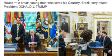 Trump faz post com foto ao lado de Flávio Bolsonaro